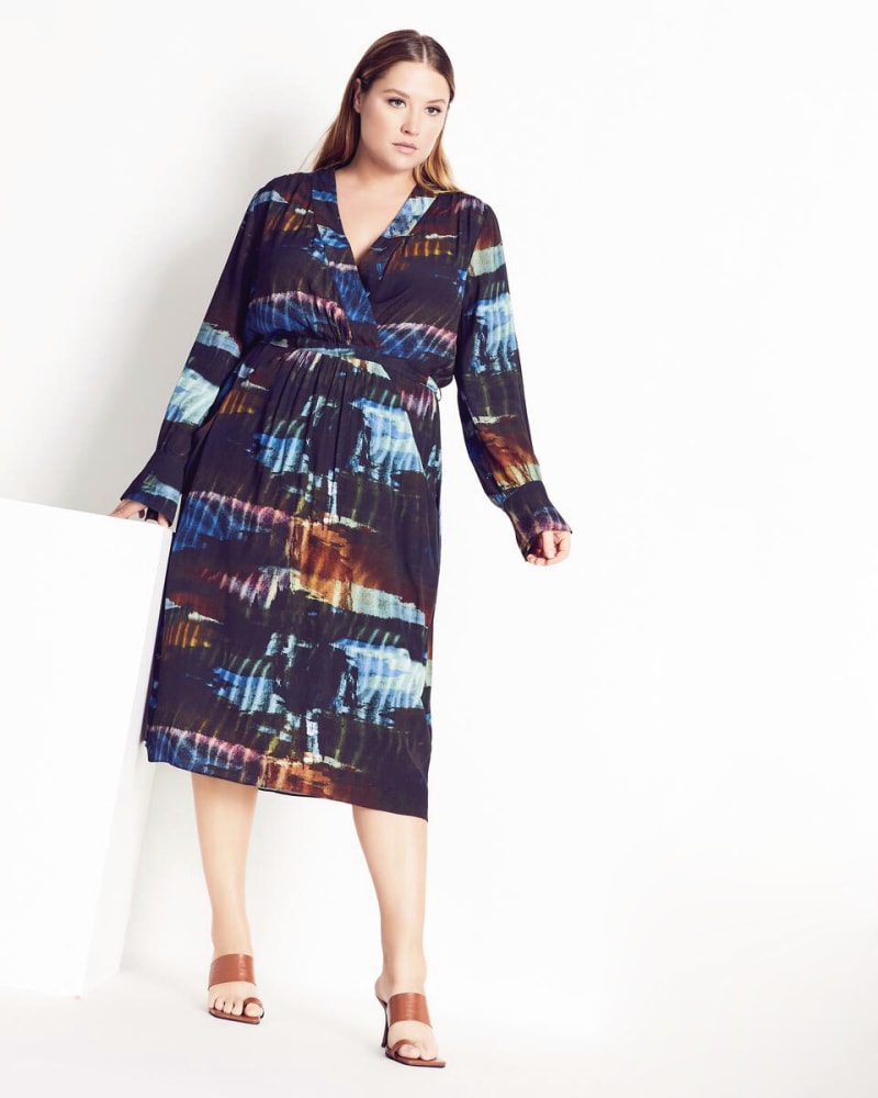 Plus size model wearing Paint Work Midi Dress by Refinity | Dia&Co | dia_product_style_image_id:172237